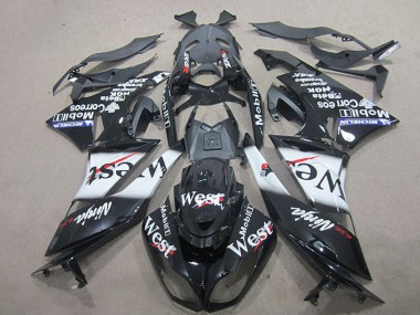 2009-2012 Kawasaki ZX6R Motorcycle Fairings - Glossy Black White West Canada Websites
