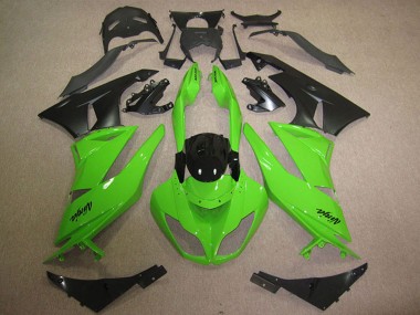 2009-2012 Kawasaki ZX6R Motorcycle Fairings - Green Glossy Black Matte Black Canada Websites