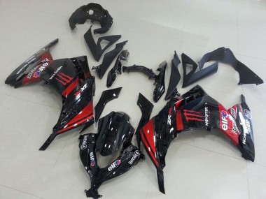 2013-2018 Kawasaki ZX300R Motorcycle Fairings - Glossy Black Red Elf Touch4 Monster Canada Websites