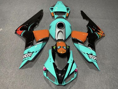 2006-2007 Honda CBR1000RR Motorcycle Fairings - Cyan Blue Orange Glossy Black Shark Canada Websites