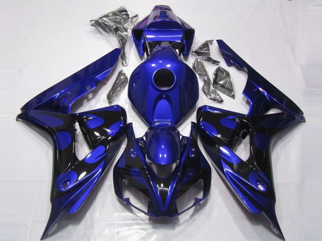 2006-2007 Honda CBR1000RR Motorcycle Fairings - Blue Glossy Black Flame Canada Websites