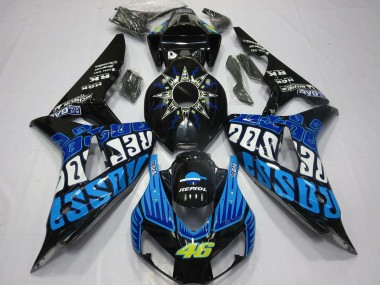 2006-2007 Honda CBR1000RR Motorcycle Fairings - Glossy Black Blue Rossi 46 Canada Websites
