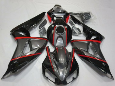 2006-2007 Honda CBR1000RR Motorcycle Fairings - Grey Glossy Black Red Stripe Canada Websites