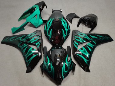 2008-2011 Honda CBR1000RR Motorcycle Fairings - Glossy Black Green Flame Canada Websites