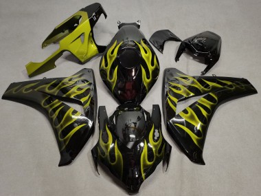 2008-2011 Honda CBR1000RR Motorcycle Fairings - Glossy Black Gold Flame Canada Websites