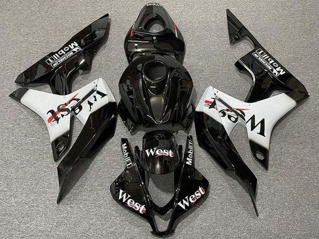 2007-2008 Honda CBR600RR Motorcycle Fairings - Glossy Black White West Style Canada Websites