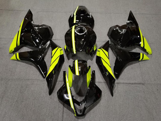 2009-2012 Honda CBR600RR Motorcycle Fairings - Glossy Black High Viz Yellow Stripe Canada Websites