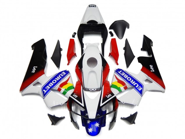 2003-2004 Honda CBR600RR Motorcycle Fairing - White Red Blue Glossy Black EuroBet Canada Websites