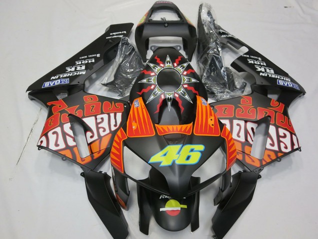 2003-2004 Honda CBR600RR Motorcycle Fairings - Matte Black Orange Yellow Rossi 46 Canada Websites
