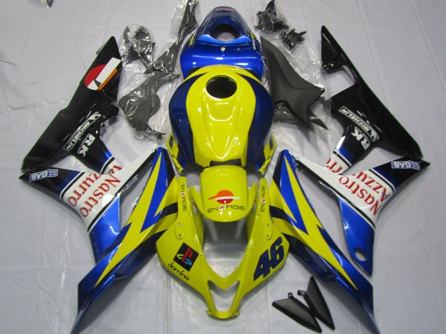 2007-2008 Honda CBR600RR Motorcycle Fairings - Yellow Blue White Glossy Black Nastro Azzurro Canada Websites