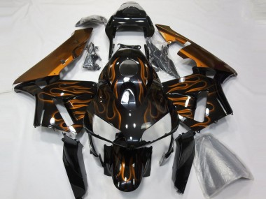 2003-2004 Honda CBR600RR Motorcycle Fairings - Glossy Black Orange Flame Canada Websites
