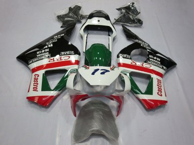 2002-2003 Honda CBR954RR Motorcycle Fairings - White Red Green Glossy Black CRR Castrol Canada Websites
