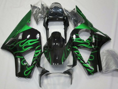 2002-2003 Honda CBR954RR Motorcycle Fairings - Glossy Black Green Flame Canada Websites