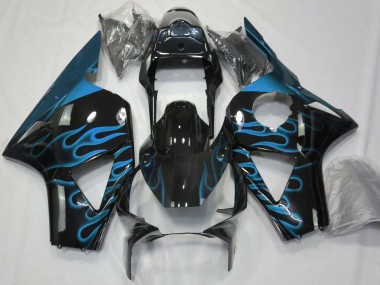 2002-2003 Honda CBR954RR Motorcycle Fairings - Glossy Black Light Blue Flame Canada Websites