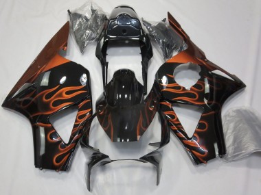2002-2003 Honda CBR954RR Motorcycle Fairings - Glossy Black Orange Flame Canada Websites