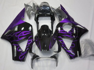 2002-2003 Honda CBR954RR Motorcycle Fairings - Glossy Black Purple Flame Canada Websites