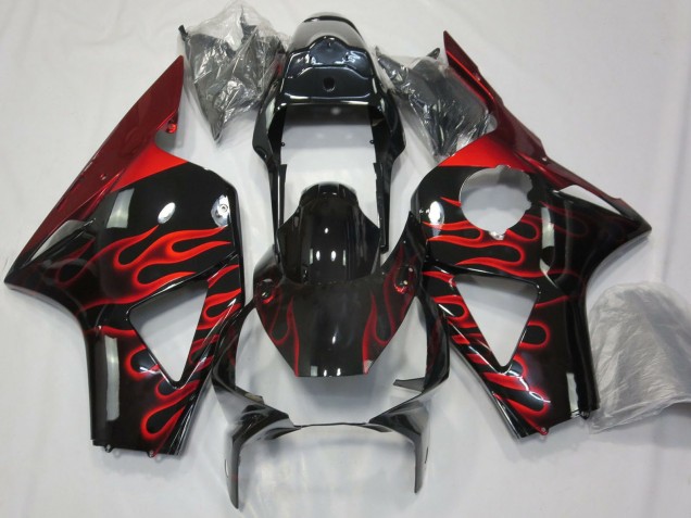2002-2003 Honda CBR954RR Motorcycle Fairings - Glossy Black Red Flame Canada Websites