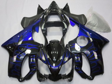 2001-2003 Honda CBR600 F4i Motorcycle Fairings - Glossy Black Blue Flame Canada Websites