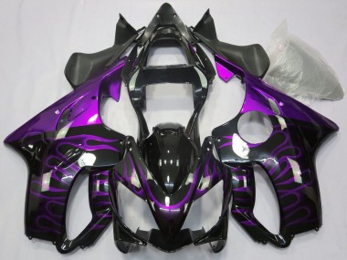2001-2003 Honda CBR600 F4i Motorcycle Fairings - Glossy Black Purple Flame Canada Websites