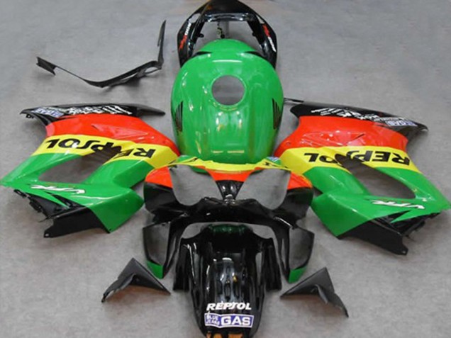 2002-2013 Honda VFR 800 Motorcycle Fairings - Green Yellow Red Black Repsol Canada Websites