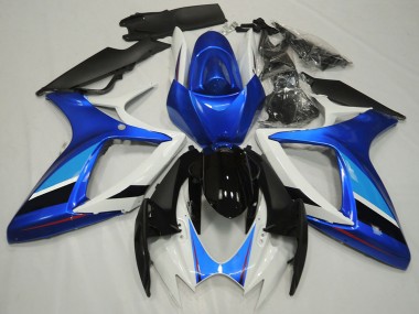 2006-2007 Suzuki GSXR 600 / GSXR 750 Motorcycle Fairing - White Blue Glossy Black Stripe Canada Websites