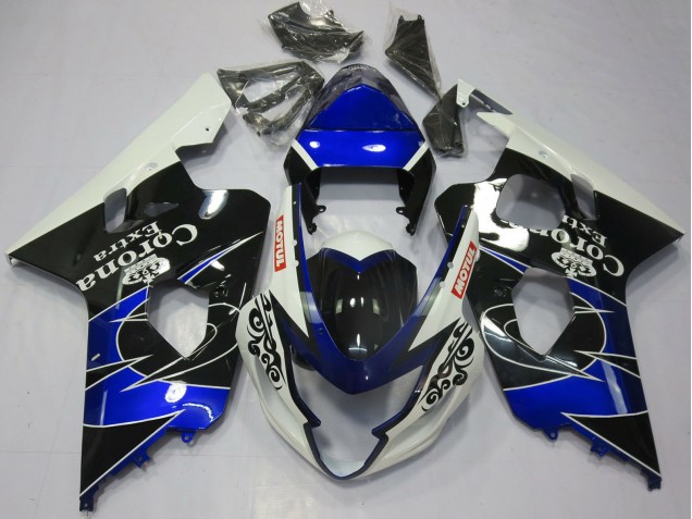 2004-2005 Suzuki GSXR 600 / GSXR 750 Motorcycle Fairings - White Blue Black Corona Motul Canada Websites