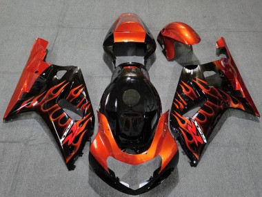 2001-2003 Suzuki GSXR 600 / GSXR 750 Motorcycle Fairings - Glossy Black Orange Flame Canada Websites