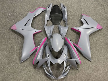 2011-2024 Suzuki GSXR 600 / GSXR 750 Motorcycle Fairings - Matte Nardo Grey Pink Accents Canada Websites