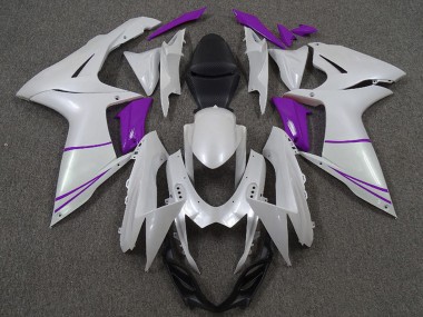 2011-2024 Suzuki GSXR 600 / GSXR 750 Motorcycle Fairings - Pearl White and Purple Canada Websites