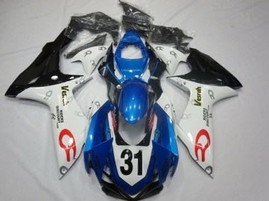 2011-2024 Suzuki GSXR 600 / GSXR 750 Motorcycle Fairings - White Blue Glossy Black Vesrah 31 Canada Websites