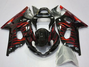 2001-2003 Suzuki GSXR 600 / GSXR 750 Motorcycle Fairings - Glossy Black Red Flame Canada Websites