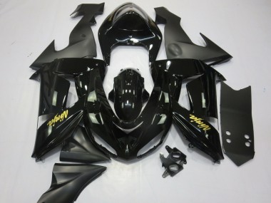 2006-2007 Kawasaki ZX10R Motorcycle Fairings - Glossy Black Matte Black and Gold Canada Websites