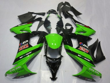 2008-2010 Kawasaki ZX10R Motorcycle Fairings - Green Black Red Kick Elf Henleys Vent-Axia Canada Websites
