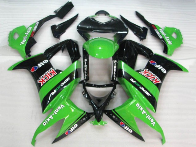 2008-2010 Kawasaki ZX10R Motorcycle Fairings - Green Black Red Kick Elf Vent-Axia Canada Websites