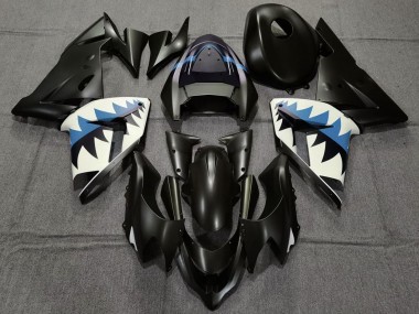 2004-2005 Kawasaki ZX10R Motorcycle Fairings - Matte Black and Light Blue Shark Canada Websites