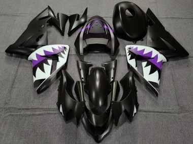 2004-2005 Kawasaki ZX10R Motorcycle Fairings - Matte Black and Purple Shark Canada Websites