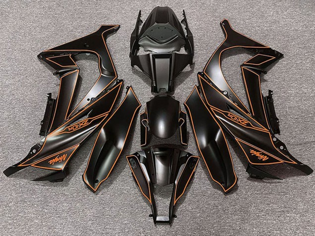 2011-2015 Kawasaki ZX10R Motorcycle Fairings - Matte Black Orange Lining Canada Websites