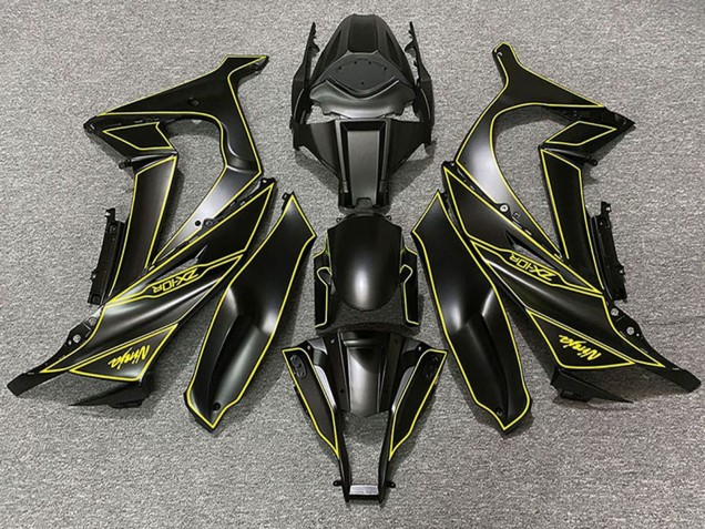 2011-2015 Kawasaki ZX10R Motorcycle Fairings - Matte Black Yellow Lining Canada Websites