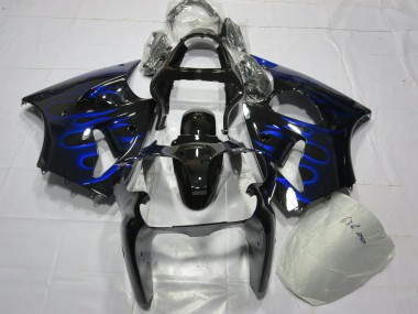 2000-2002 Kawasaki ZX6R Motorcycle Fairing - Glossy Black Blue Flame Canada Websites