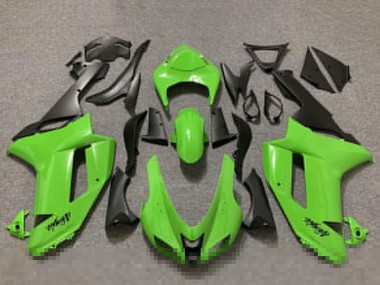 2007-2008 Kawasaki ZX6R Motorcycle Fairings - Glossy Green and Matte Black Canada Websites
