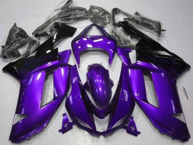 2007-2008 Kawasaki ZX6R Motorcycle Fairings - Glossy Purple Black Canada Websites