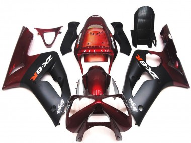 2003-2004 Kawasaki ZX6R Motorcycle Fairings - Maroon Red Matte Black Canada Websites
