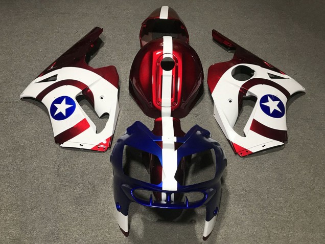 2002-2006 Kawasaki ZX12R Motorcycle Fairings - Red Blue White Star Captain America Canada Websites