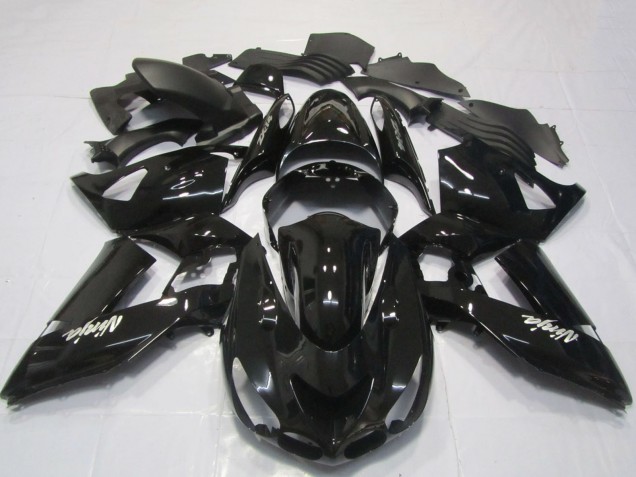 2006-2011 Kawasaki ZX14R Motorcycle Fairings - Glossy Black White Ninja Canada Websites