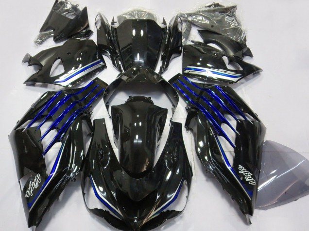 2012-2024 Kawasaki ZX14R Motorcycle Fairings - Glossy Black Blue Canada Websites