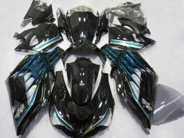 2012-2024 Kawasaki ZX14R Motorcycle Fairings - Glossy Black Light Blue Canada Websites