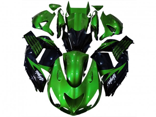2006-2011 Kawasaki ZX14R Motorcycle Fairing - Green Glossy Black White Ninja Canada Websites