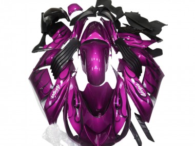 2006-2011 Kawasaki ZX14R Motorcycle Fairing - Purple Black Flame White Ninja Canada Websites