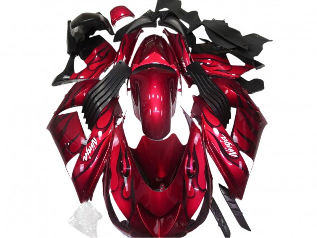 2006-2011 Kawasaki ZX14R Motorcycle Fairings - Red Black Flame White Ninja Canada Websites