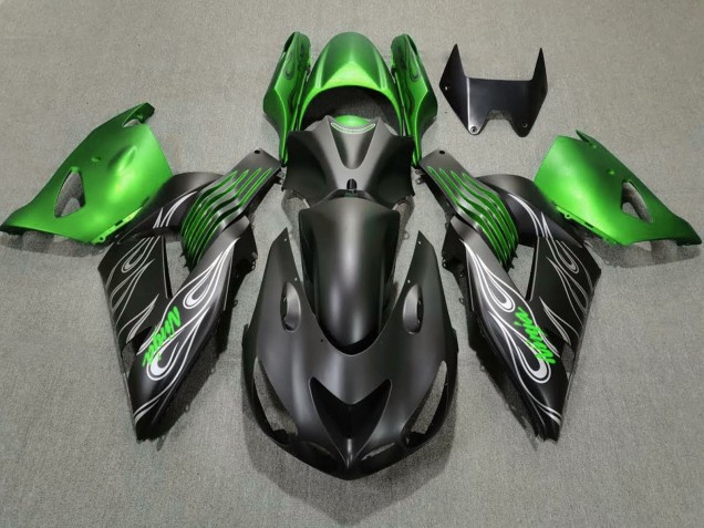 2006-2011 Kawasaki ZX14R Motorcycle Fairings - Green Matte Black Canada Websites